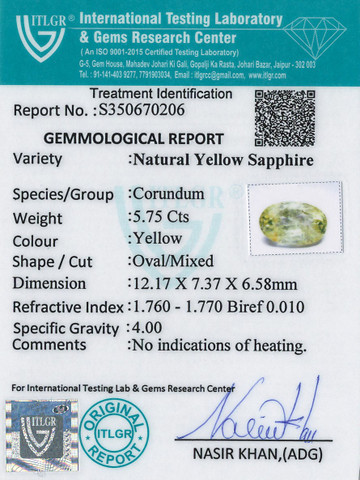 Yellow Sapphire - 5.75 Carat