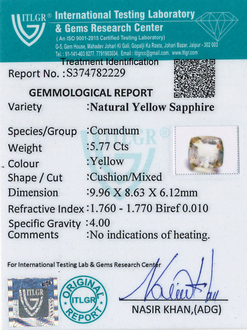Yellow Sapphire - 5.77 Carat