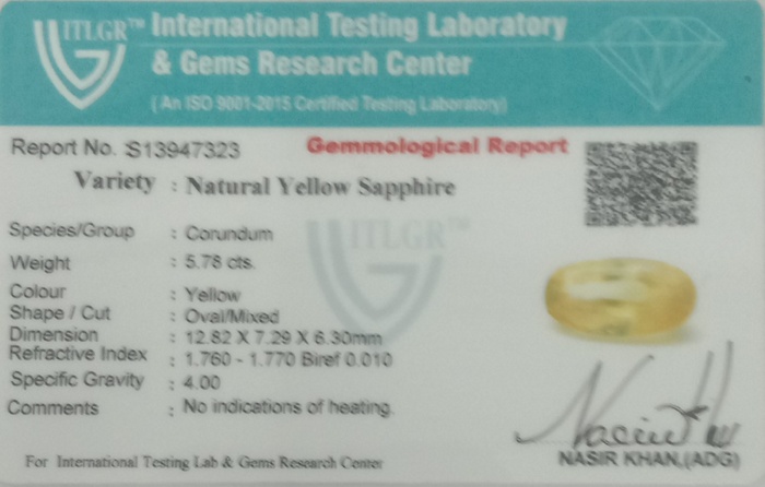 Yellow Sapphire - 5.78 Carat