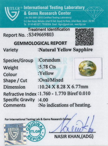 Yellow Sapphire - 5.78 Carat