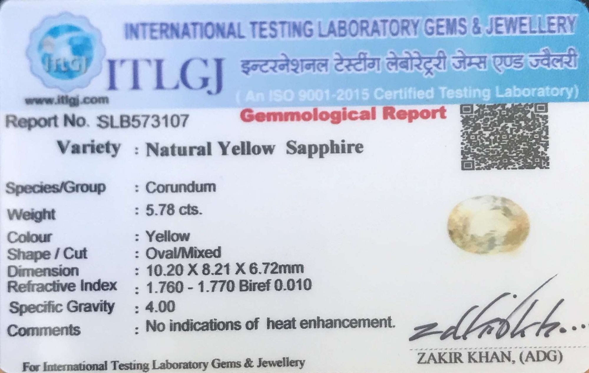 Yellow Sapphire - 5.78 Carat