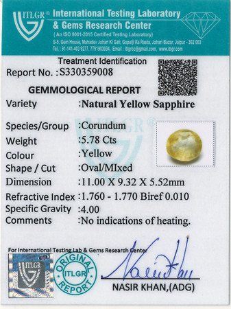 Yellow Sapphire - 5.78 Carat
