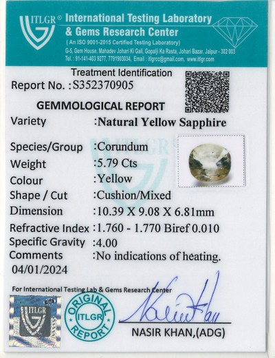 Yellow Sapphire - 5.79 Carat