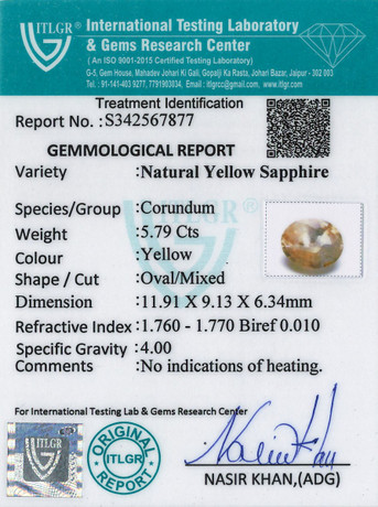 Yellow Sapphire - 5.79 Carat