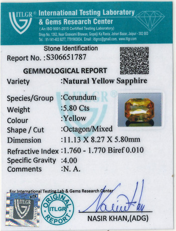 Yellow Sapphire - 5.8 Carat