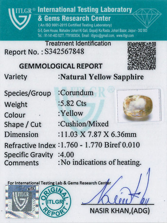 Yellow Sapphire - 5.82 Carat