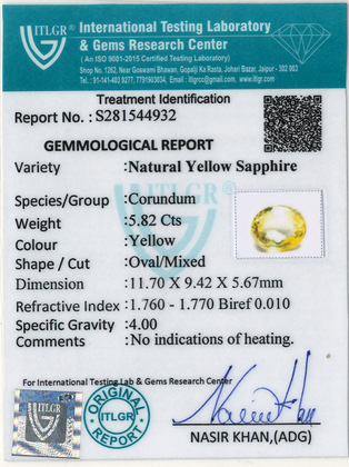 Yellow Sapphire - 5.82 Carat