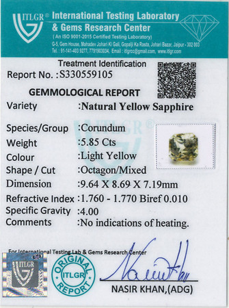 Yellow Sapphire - 5.85 Carat