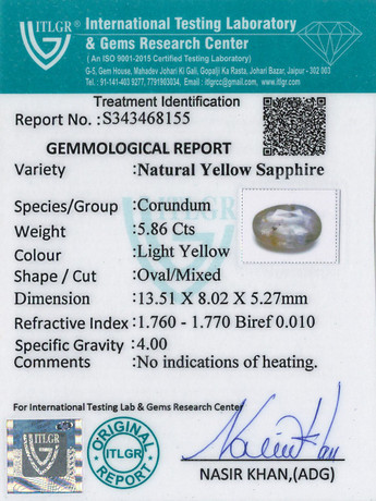 Yellow Sapphire - 5.86 Carat