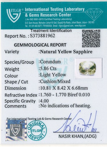 Yellow Sapphire - 5.86 Carat