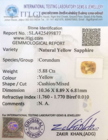 Yellow Sapphire - 5.88 Carat