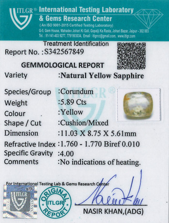 Yellow Sapphire - 5.89 Carat