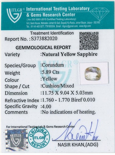 Yellow Sapphire - 5.89 Carat