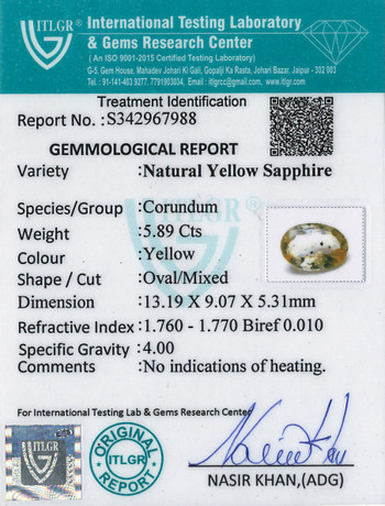 Yellow Sapphire - 5.89 Carat