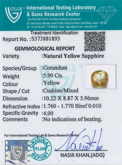 Yellow Sapphire - 5.9 Carat