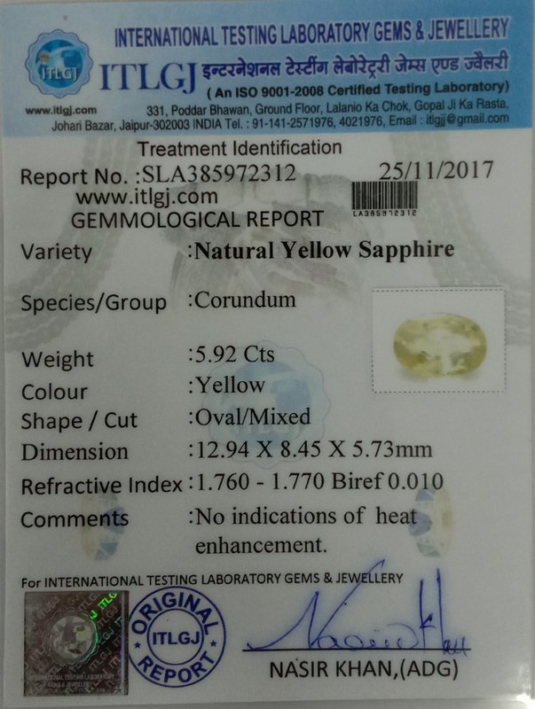 Yellow Sapphire - 5.92 Carat
