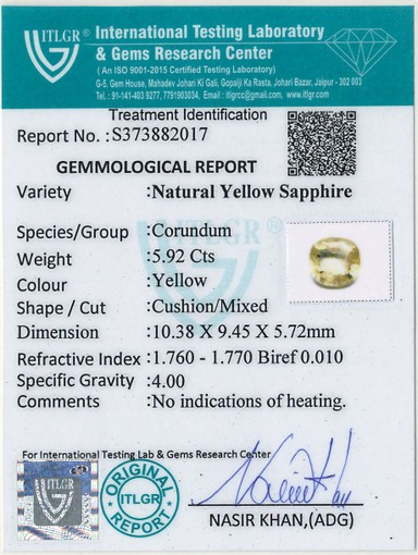 Yellow Sapphire - 5.92 Carat