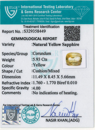 Yellow Sapphire - 5.93 Carat