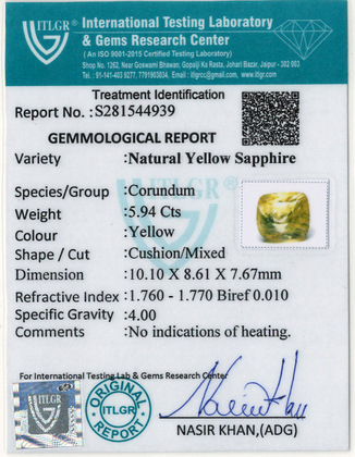 Yellow Sapphire - 5.94 Carat