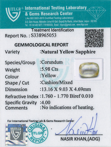 Yellow Sapphire - 5.98 Carat