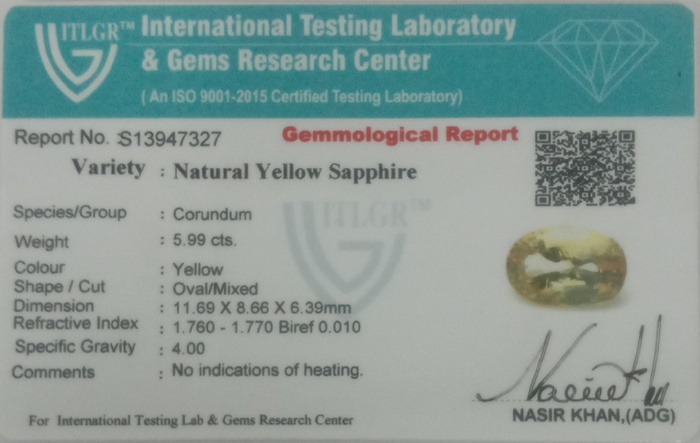 Yellow Sapphire - 5.99 Carat