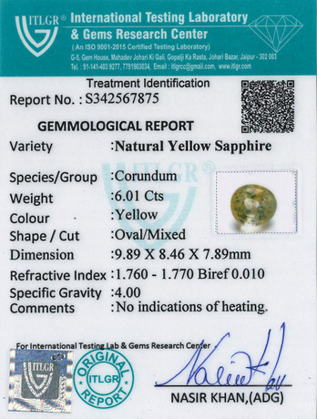 Yellow Sapphire - 6.01 Carat
