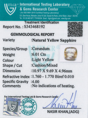 Yellow Sapphire - 6.01 Carat