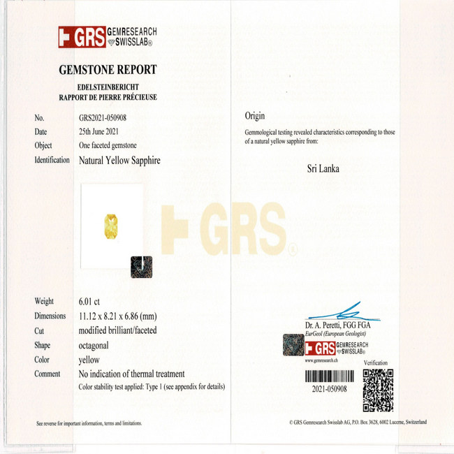 Yellow Sapphire - 6.01 Carat