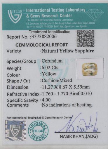 Yellow Sapphire - 6.02 Carat