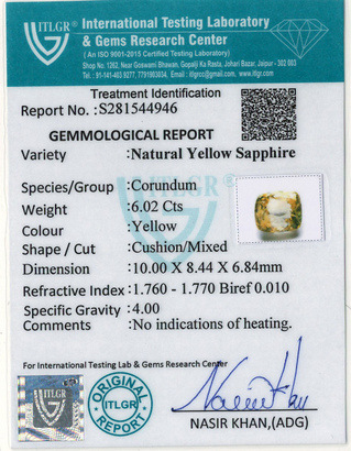 Yellow Sapphire - 6.02 Carat