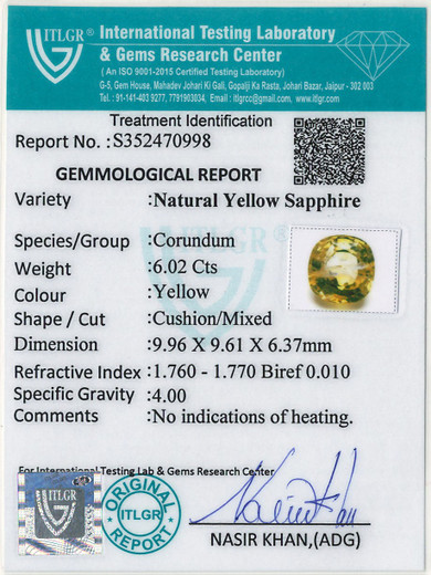 Yellow Sapphire - 6.02 Carat