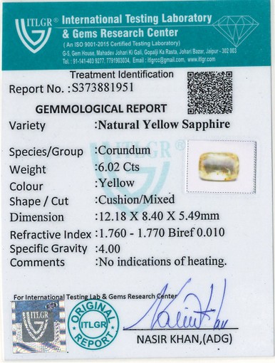 Yellow Sapphire - 6.02 Carat