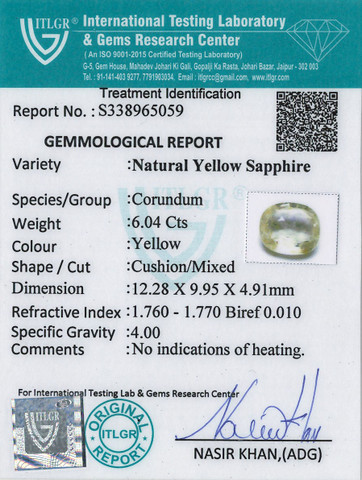 Yellow Sapphire - 6.04 Carat