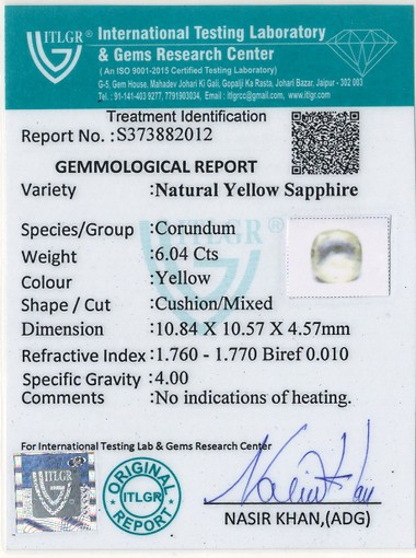 Yellow Sapphire - 6.04 Carat