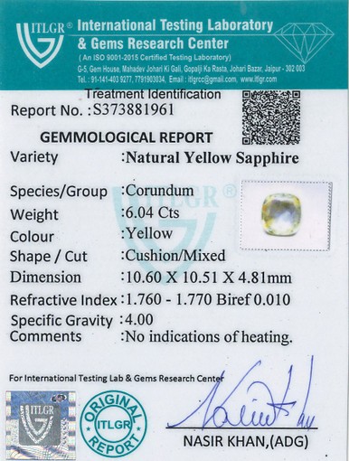Yellow Sapphire - 6.04 Carat