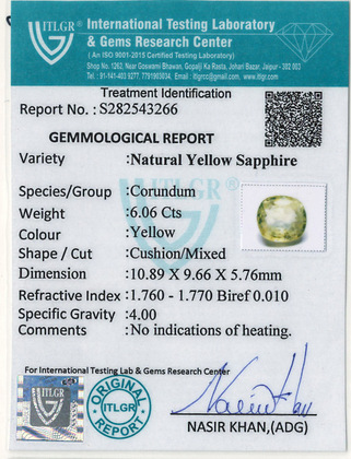 Yellow Sapphire - 6.06 Carat