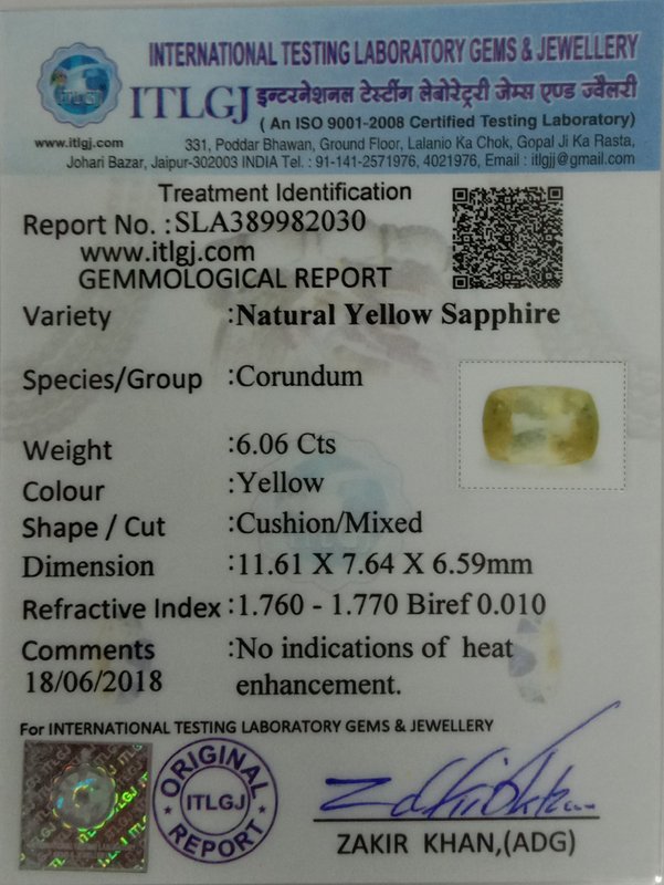 Yellow Sapphire - 6.06 Carat