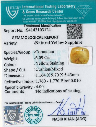 Yellow Sapphire - 6.09 Carat