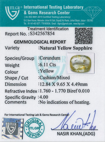 Yellow Sapphire - 6.11 Carat