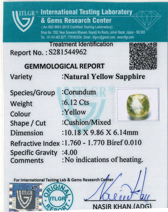 Yellow Sapphire - 6.12 Carat