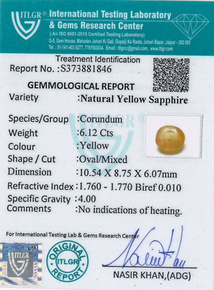 Yellow Sapphire - 6.12 Carat