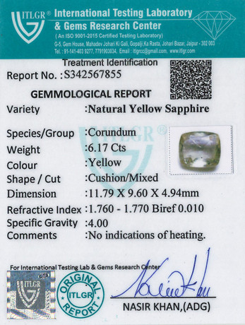 Yellow Sapphire - 6.17 Carat