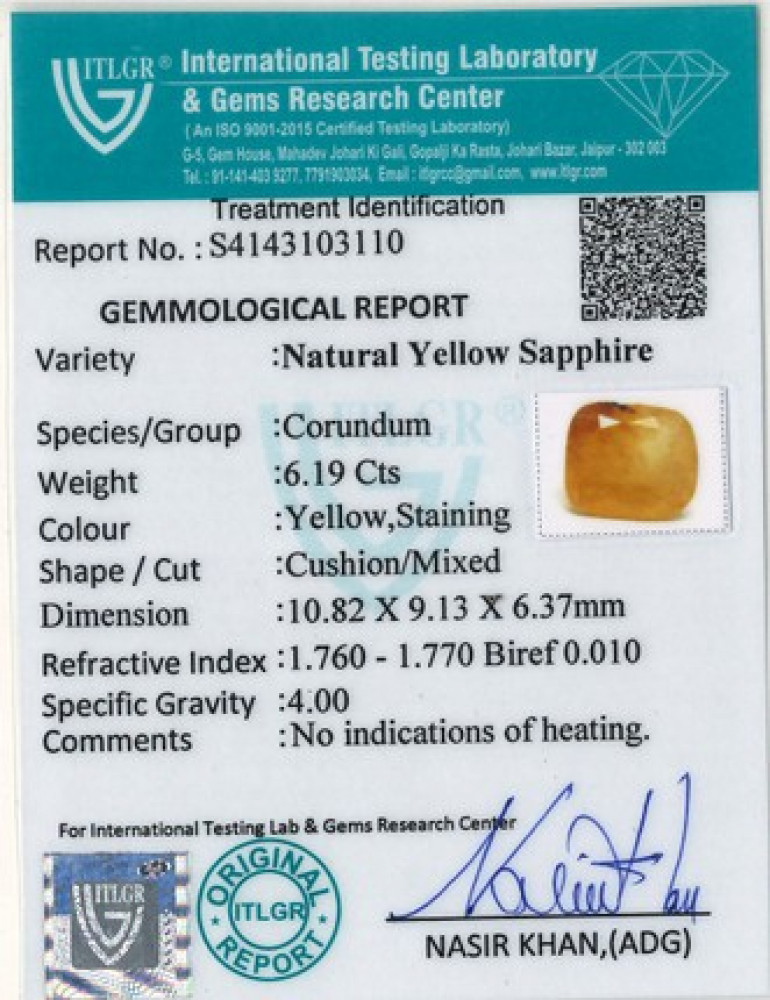 Yellow Sapphire - 6.19 Carat