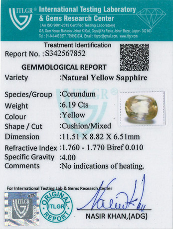 Yellow Sapphire - 6.19 Carat