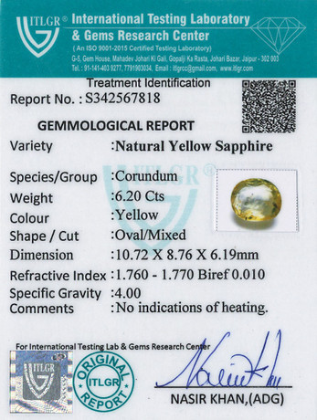 Yellow Sapphire - 6.2 Carat
