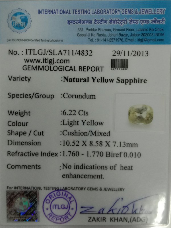 Yellow Sapphire - 6.22 Carat