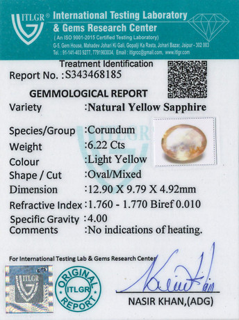 Yellow Sapphire - 6.22 Carat