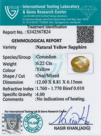 Yellow Sapphire - 6.22 Carat
