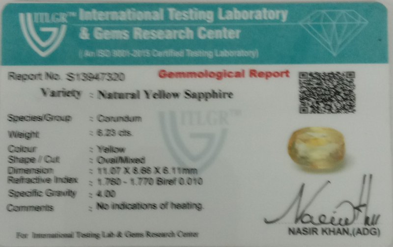 Yellow Sapphire - 6.23 Carat