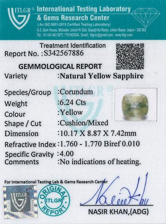 Yellow Sapphire - 6.24 Carat
